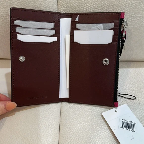 Marc Jacobs Lipstick (hot Pink) faux-leather Medium Flat Wallet NWT - Picture 5 of 11